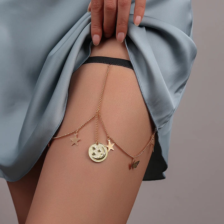 Boho Moon Thigh Chain for Women