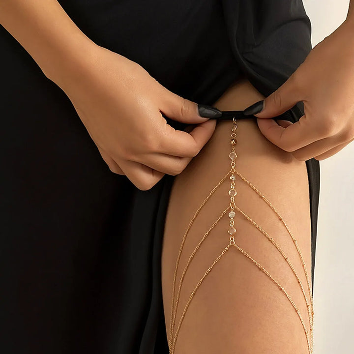 Boho Crystal Thigh Chain for Women