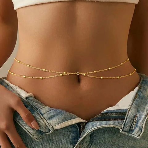 Women’s Double Layer Beaded Waist Chain
