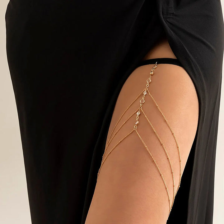 Boho Crystal Thigh Chain for Women