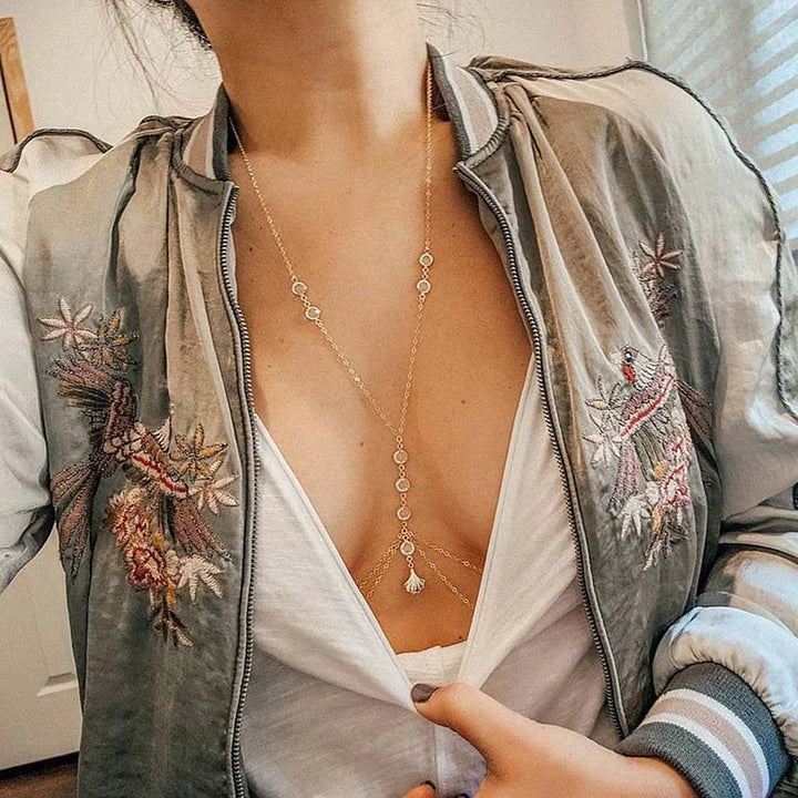 Gold Layered Shell Pendant Body Chain