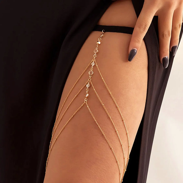 Boho Crystal Thigh Chain for Women
