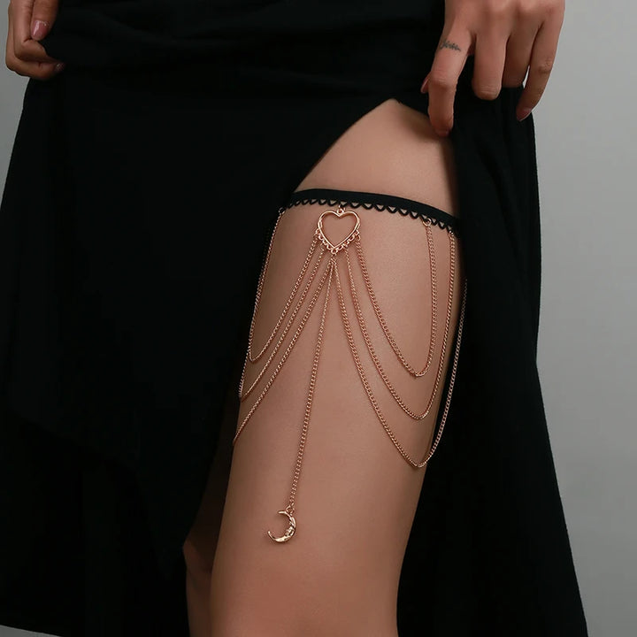 Boho Moon Thigh Chain for Women